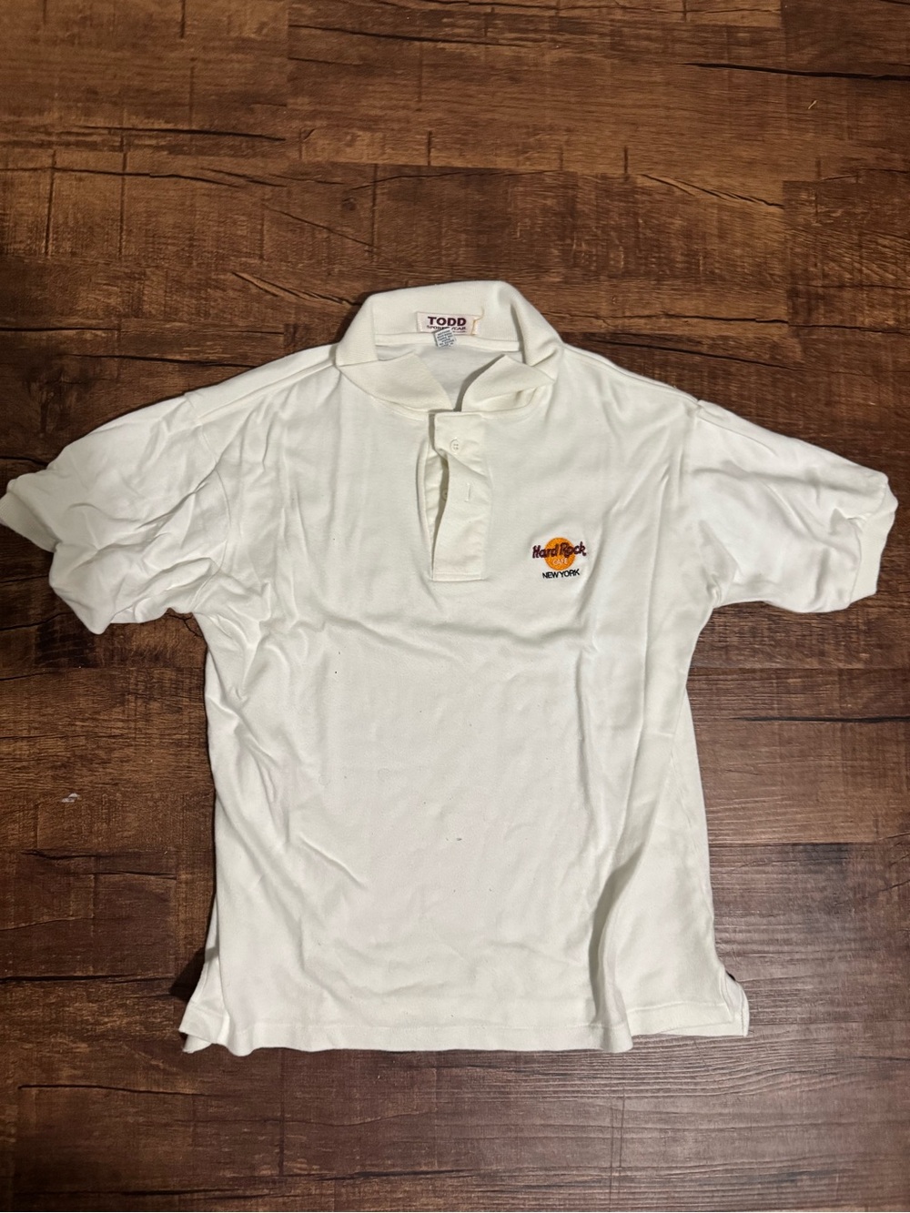 Vintage Hard Rock Cafe New York Polo Shirt White Todd Sportswear M